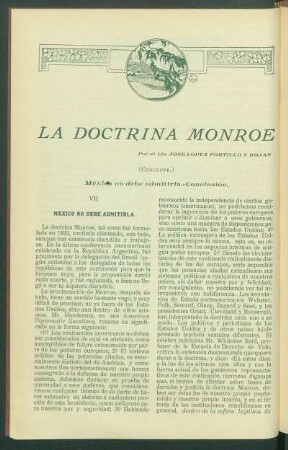 La Doctrina Monroe : México no debe admitirla. - Conclusión.