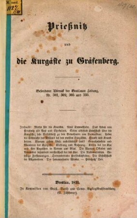 Priessnitz und die Kurgäste zu Gräfenberg
