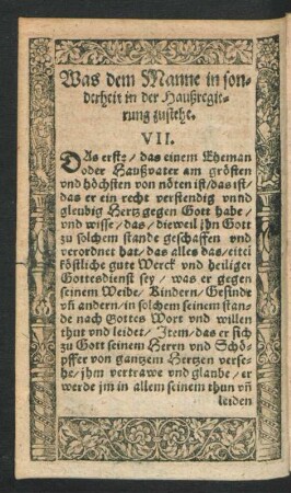 Was dem Manne in sonderheit in der Haußregierung zustehe. VII.