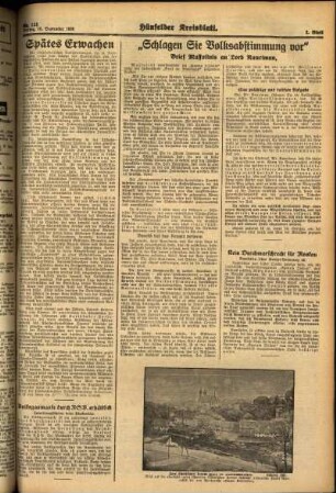 Zweite Ausgabe vom Freitag, den 16. September 1938.
