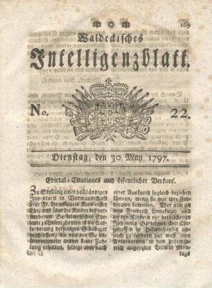 No. 22, Dienstag, den 30. May 1797