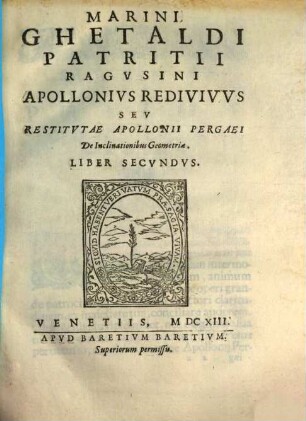 Apollonius redivivus : liber I. et II. Cum suppl.. 2. 1603
