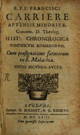 Historia chronologica Pontificum romanorum