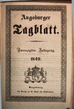 Augsburger Tagblatt. 1849,1/6 = Jg. 20