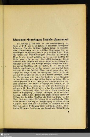Theologische Grundlegung kirchlicher Frauenarbeit