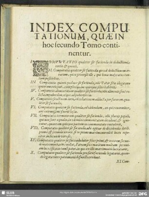 Index Computationum, Quae In hoc secundo Tomo continentur