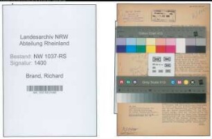 Entnazifizierung Richard Brand , geb. 02.04.1885 (Telegr.Sekretaer)