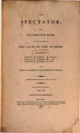The spectator. 7 = Nr. 463 - 555 = 21.8.1712 - 6.12.1712 (1801)
