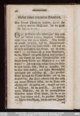 Gebet eines reuenden Sünders.