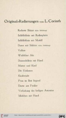 Original-Radierungen von L. Corinth