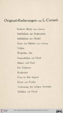 Original-Radierungen von L. Corinth
