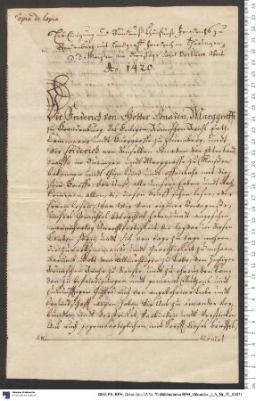 Markgraf Friedrich I. von Brandenburg und Landgraf Friedrich der Ältere von Thüringen schließen ein Bündnis auf Lebenszeit