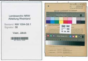 Entnazifizierung Jakob De Vaan , geb. 09.01.1909 (Pflasterer)