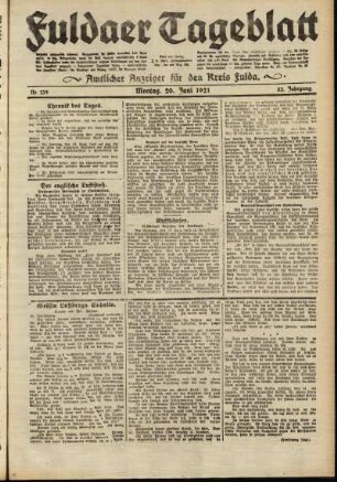 Ausgabe vom Montag, den 20. Juni 1921.