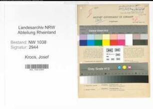 Entnazifizierung Josef Kroos , geb. 13.01.1900 (Milchverteiler)