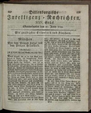 XXV. Stück. Sonnabends den 22. Juny 1799.
