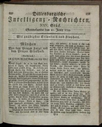 XXV. Stück. Sonnabends den 22. Juny 1799.