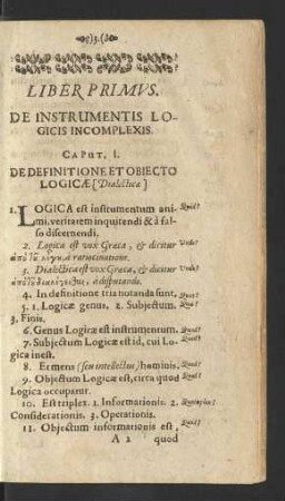Liber Primus. De Instrumentis Logicis Incomplexis.