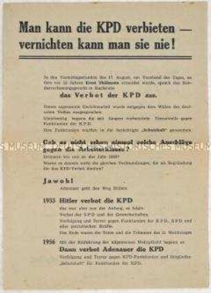 Flugblatt der KPD gegen das Verbot durch die Adenauer-Regierung