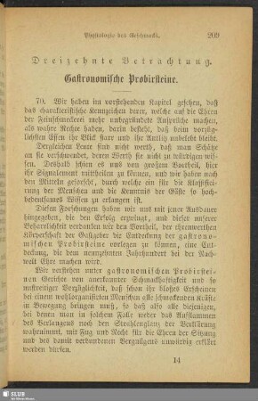 Dreizehnte Betrachtung. Gastronomische Probirsteine