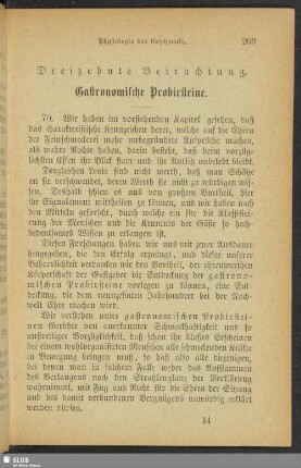 Dreizehnte Betrachtung. Gastronomische Probirsteine