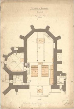 Dolmetsch, Heinrich; Blaubeuren; Ev. Stadtkirche, Restaurierung - Alter Zustand - Chor mit Orgelempore (Grundriss)