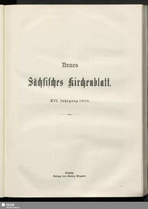 16.1909: Neues sächsisches Kirchenblatt