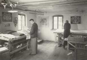 Druckzimmer, Steinauer Blaudruck, 1954