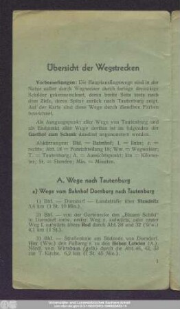 Übersicht der Wegstrecken