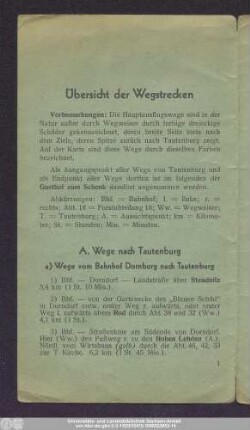 Übersicht der Wegstrecken