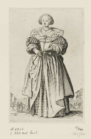 Dame mit Fächer, Blatt 9 der Folge "Trachten des Lothringischen Adels"