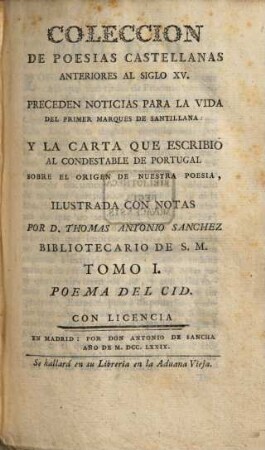 Colléccion de poesias castellanas, 1