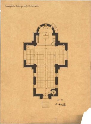 Schmidt, Heinrich von; Groß - Winternheim; Ev. Kirche - Grundriss