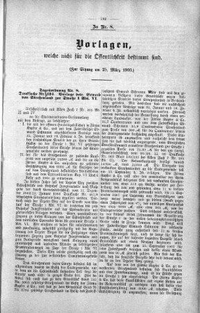 Vorlagen welche nicht für die Oeffentlichkeit bestimmt sind., 25.+ 26. März 1903