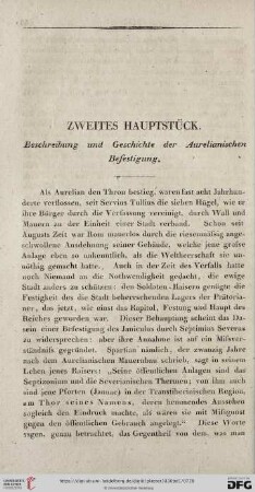 Zweites Hauptstück. Beschreibung und Geschichte der Aurelianischen Befestigung