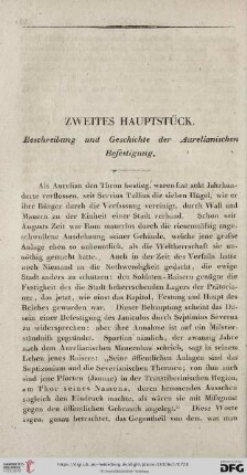 Zweites Hauptstück. Beschreibung und Geschichte der Aurelianischen Befestigung