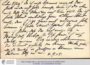Postkarte vom 04.09.1905