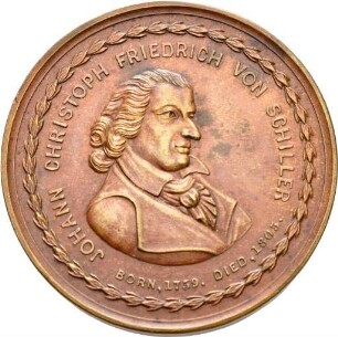 Medaille aus dem Jahr 1859 auf den 100. Geburtstag von Friedrich Schiller