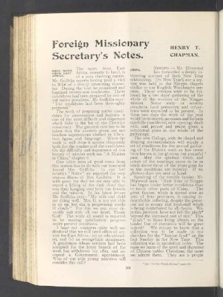Foreign missionary secretary's notes