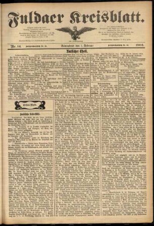 Erste Ausgabe vom Samstag, den 01. Februar 1902.