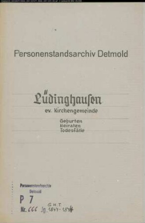 Kirchenbuchduplikat der evangelische Gemeinde Lüdinghausen (GHT 1847-1874). (Gemeinde: Lüdinghausen, Evangelische Gemeinde)