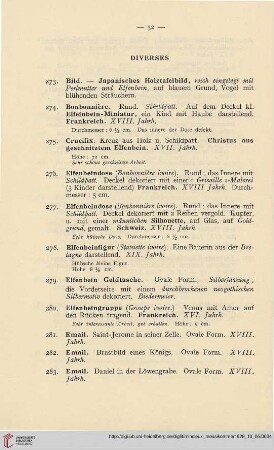 Diverses (Nr. 273-292)