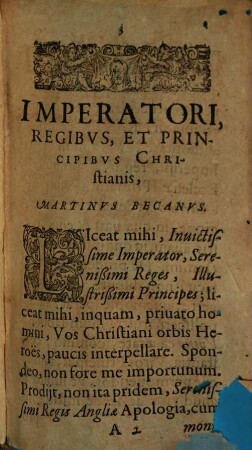 Serenissimi Jacobi Angliae Regis Apologiae, & monitoriae Praefationis ad Imperatorem, Reges & Principes, Refvtatio