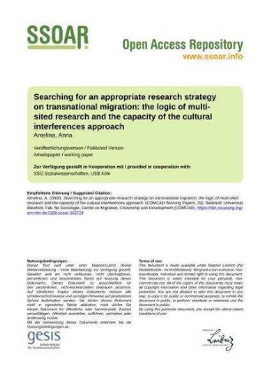 Searching for an appropriate research strategy on transnational migration: the logic of multi-sited research and the capacity of the cultural interferences approach