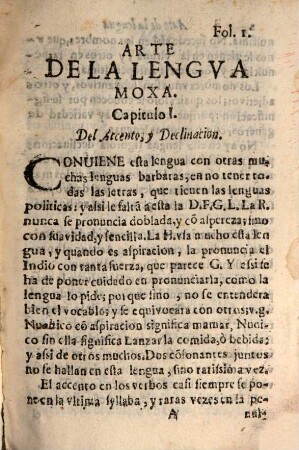 Arte de la lengua Moxa, con su Vocabulario y Cathecismo
