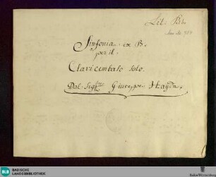Symphonies. Arr - Don Mus.Ms. 704 : cemb; B|b; Hob I:77