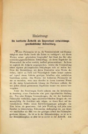Die Entstehung der kantischen Ästhetik