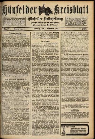 Zweite Ausgabe vom Samstag, den 07. November 1925.