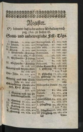 Sonn- und unbewegliche Fest-Täge