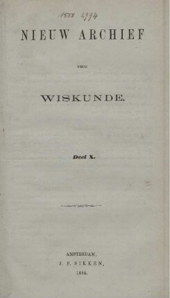10: Nieuw archief voor wiskunde